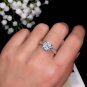 1.75ct Blue Round Moissanite Solitaire with Accents Ring in 14K White Gold Over