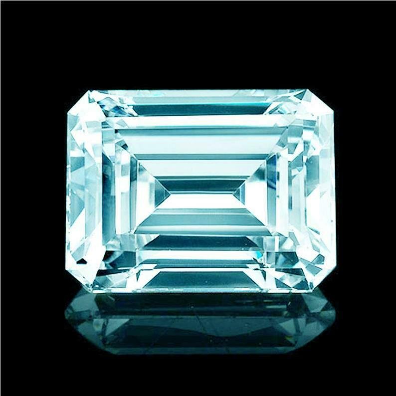 Off White Blue Emerald Cut Loose Moissanite Diamond  for Ring and Collection