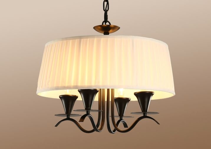 Pendant Chandelier Dinning Room Light Bedroom Lamp With Fabric Lampshade