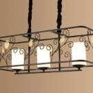 Iron Cage Chandelier Country Dining Room Lamp Pendant Lighting Candle Light