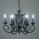 European Drop Light Children Room Lamp Iron Chandelier Candle Lighting Black