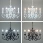 European Drop Light Children Room Lamp Iron Chandelier Candle Lighting Black