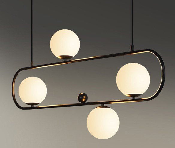 Restaurant Chandelier Creative Dining Room Lamp Oval Glass Ball Light
