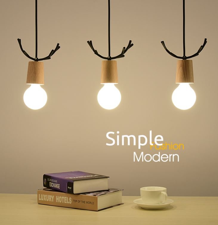 Restaurant Lighting Wooden Light Dining Room Lamps Nordic Chandelier