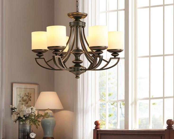 Drop Light Iron Pendant Chandelier Living Room Lanterns Bedroom Hanging Light