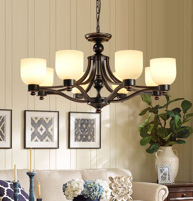 Drop Light Iron Pendant Chandelier Living Room Lanterns Bedroom Light
