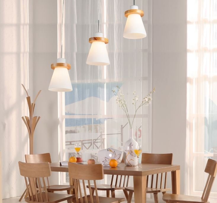 Kitchen Chandelier Bar Hanging Light White Glass Lamp