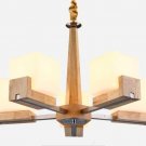 Bedroom Chandelier Wooden Lamp White Glass Living Room Decor