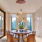 Dining Room Lamp Copper Small Chandelier Wooden Lighting