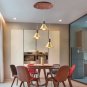 Dining Room Lamp Copper Small Chandelier Wooden Lighting