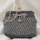 Crochet Knitted Grey/Blue Handbag