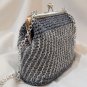 Crochet Knitted Grey/Blue Handbag