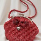 Crochet Knitted Red Handbag