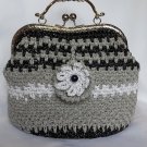 Crochet Knitted Grey/Black Handbag