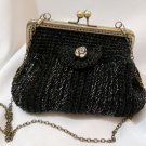 Crochet Knitted Black Handbag