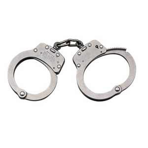 SMITH & WESSON # Model 103P Stainless Steel Chain-Linked Handcuffs w ...