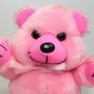 Plush Pink Teddy Bear Vintage 1982 A&B Novelty Stuffed Animal Ribbon Bow 7"