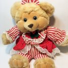 Dan Dee Teddy Bear RARE Plush Tan Stuffed Animal Red White Striped Dress 18" Dan Dee Teddy Bear RARE Plush Tan Stuffed Animal Red White Striped Dress 18"