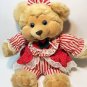 Dan Dee Teddy Bear RARE Plush Tan Stuffed Animal Red White Striped Dress 18"
