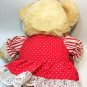 Dan Dee Teddy Bear RARE Plush Tan Stuffed Animal Red White Striped Dress 18"