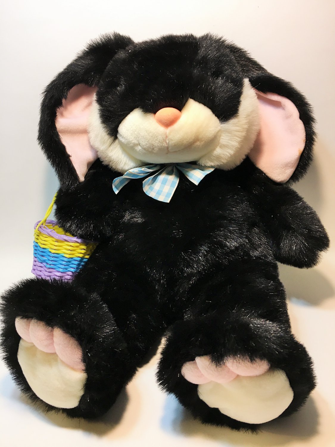 JC Penney Bunny Rabbit RARE Black White Pink BIG Plush Toy LARGE Stuffed Animal