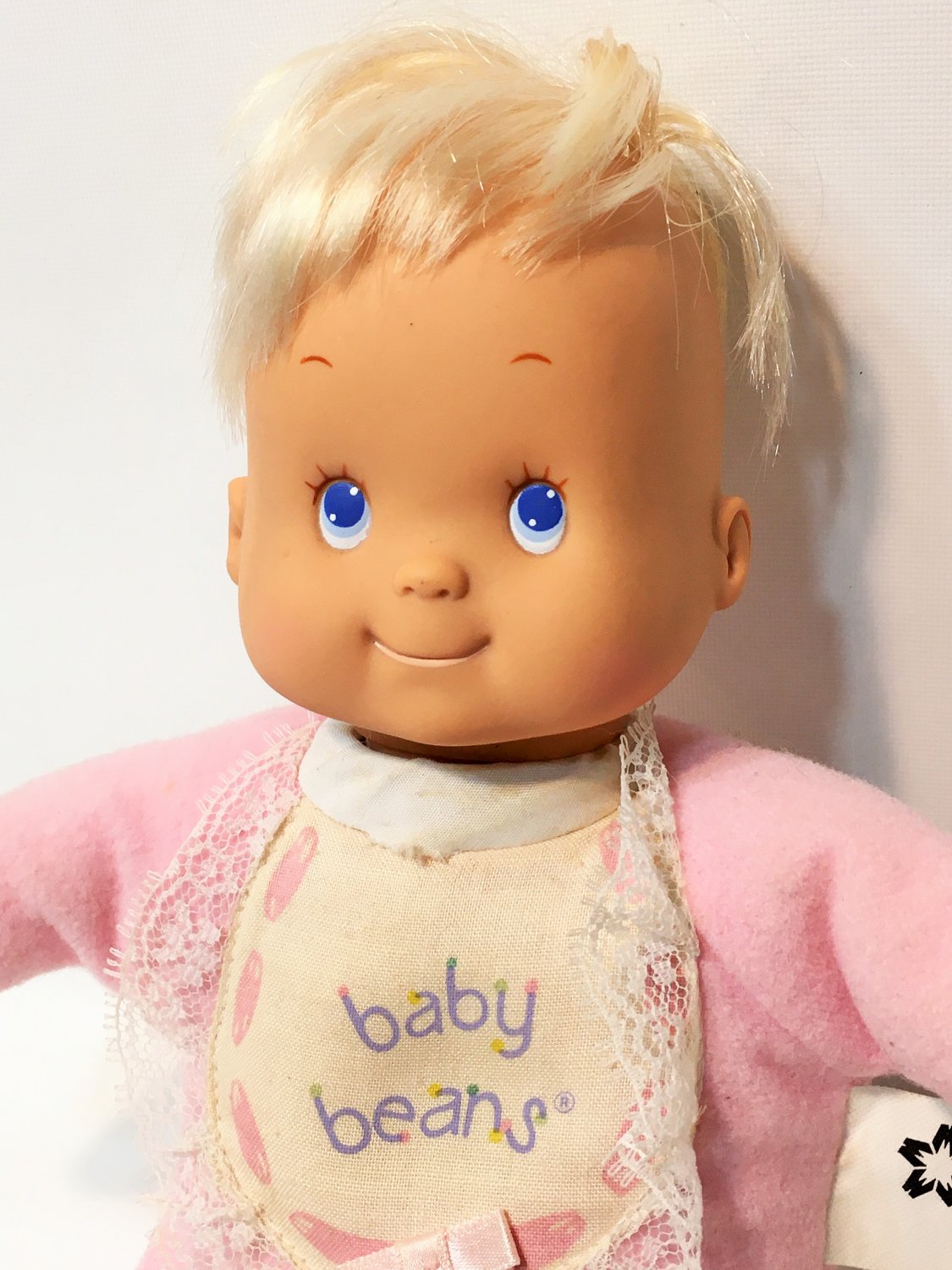 Baby Beans RARE Girl Doll Pink Jammies & Bows Vintage Toy Meritus No.1701 - 10"