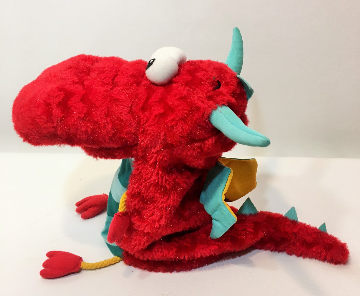 Hallmark Red Dragon Plush Hand Puppet Large Stuffed Animal Soft Doll ...