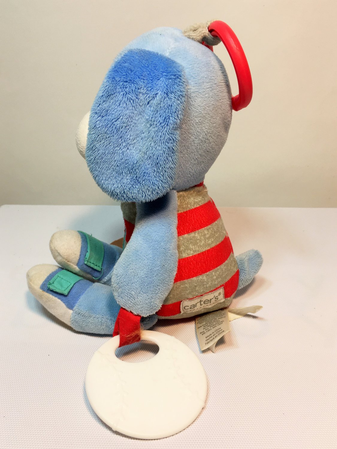 Carter’s Blue Dog Plush Baby Toy Teether Sports Baseball Football Rattle 10"