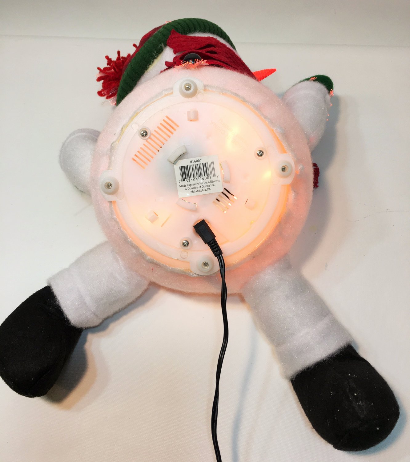RARE Leco Fiber Optic Snowman Belly Sledding Fun Rainbow Color Changing