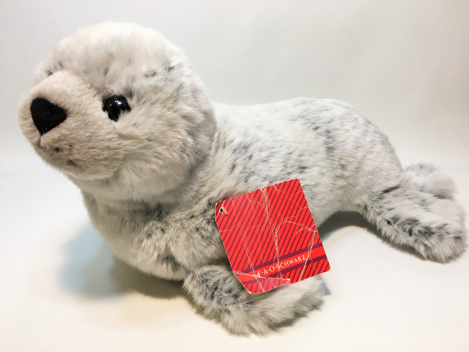 FAO Schwarz Harbour Seal Plush RARE Realistic Gray Stuffed Animal HTF 16" TAG