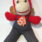 RARE Vintage Monkey Red Plush Chimp Stuffed Ape Animal Toy Gingham Tie 14" RARE Vintage Monkey Red Plush Chimp Stuffed Ape Animal Toy Gingham Tie 14"