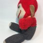 RARE Vintage Monkey Red Plush Chimp Stuffed Ape Animal Toy Gingham Tie 14"