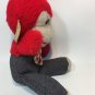 RARE Vintage Monkey Red Plush Chimp Stuffed Ape Animal Toy Gingham Tie 14"