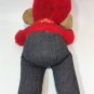 RARE Vintage Monkey Red Plush Chimp Stuffed Ape Animal Toy Gingham Tie 14"
