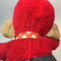 RARE Vintage Monkey Red Plush Chimp Stuffed Ape Animal Toy Gingham Tie 14"
