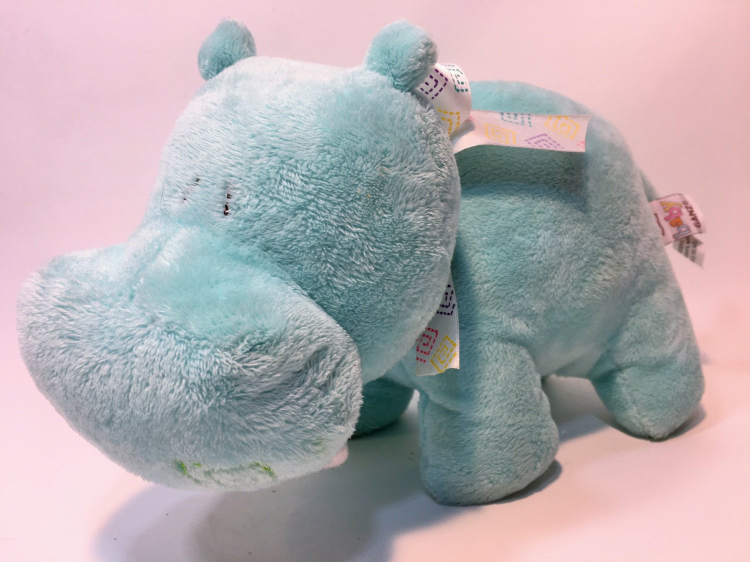 Baby Ganz Blue Waggle Head Hippo RARE Noahs Ark Chime Plush Stuffed Animal 9"