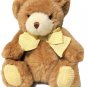 Carters Teddy Bear Brown Plush Baby Rattle Yellow Gingham Bow Prestige Toy 7"