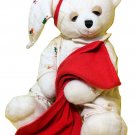 Aurora Sleepy Christmas Bear Plush RARE White Teddy in Pajamas w/ Baby Blanket