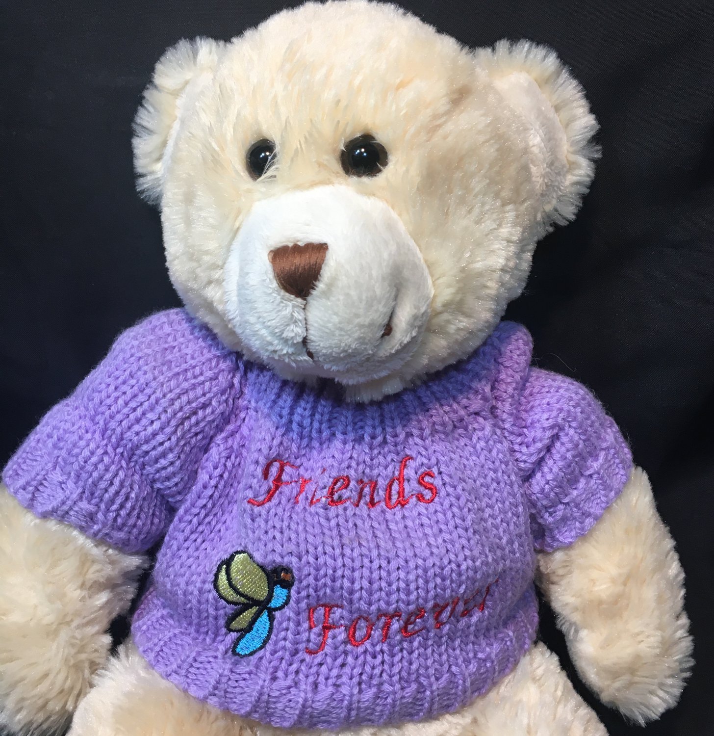 Animal Alley Teddy Bear Friends Forever Purple Knit Sweater Plush ...