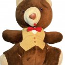Vintage Toy Co Teddy Bear Plush JUMBO Brown Stuffed Animal Red Bow KOREA 19"