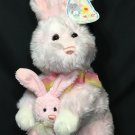 E & J Classic Bunny Rabbit White Plush Pink Cotton Candy Stuffed Animal 17" Tag