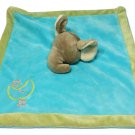 Unipak Gray Elephant Blue Plush Baby Blanket Gold Moon & Stars Olive Green 11"sq