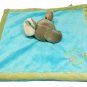 Unipak Gray Elephant Blue Plush Baby Blanket Gold Moon & Stars Olive Green 11"sq