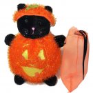 RARE Bath & Body Works Halloween Black Cat in Pumpkin HTF Plush Stuffed Animal
