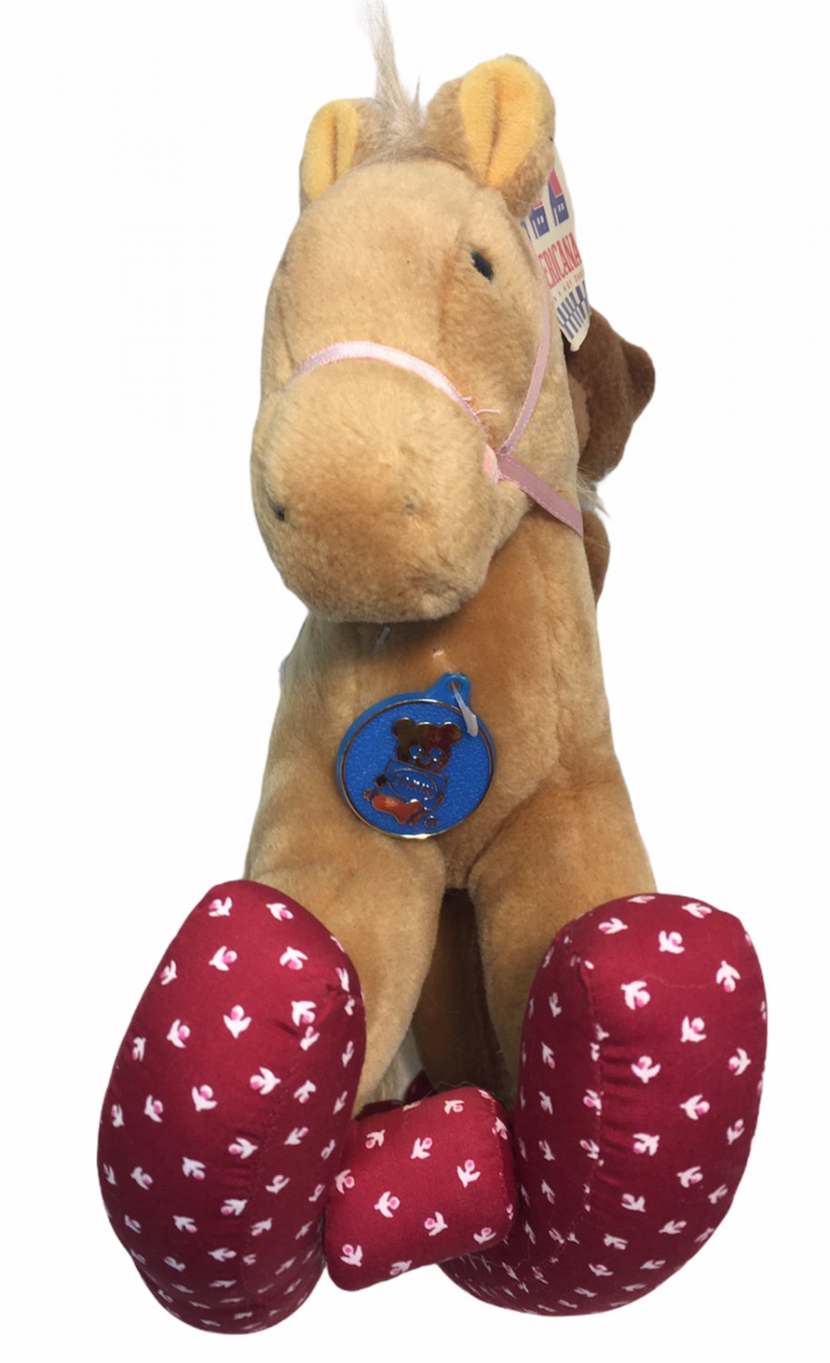 Vintage Dakin Plush Rocking Horse & Friend Bear 1985 Americana Stuffed Animal