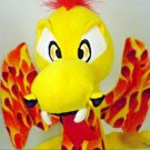 Toy Factory Dragon Plush Orange Yellow Flames Fangs Bendable Wings 14" inches