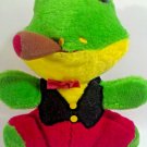 Vintage Green Frog Plush Cigar Smoking Stuffed Animal Red Yellow Black Toy 11"