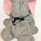 Haan Crafts Vintage Handmade Plush Elephant Grey Stuffed Animal 14" Pink Ears Haan Crafts Vintage Handmade Plush Elephant Grey Stuffed Animal 14" Pink Ears