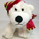 Commonwealth Polar Bear Plush White Stuffed Animal Red Green Striped Scarf NWT