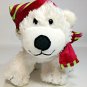 Commonwealth Polar Bear Plush White Stuffed Animal Red Green Striped Scarf NWT